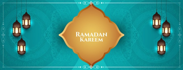 Religious Ramadan Kareem islamic festival banner design vector