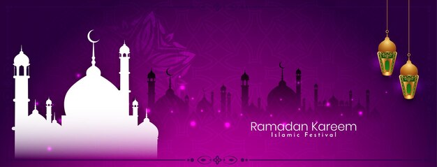 Religious Ramadan Kareem islamic festival banner design vector