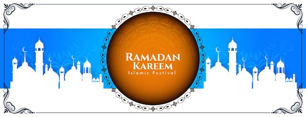 Vettore gratuito religioso ramadan kareem festival islamico banner design vettoriale