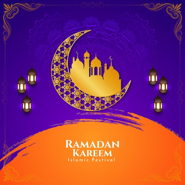 Religious ramadan kareem islamic festival mosque background vector