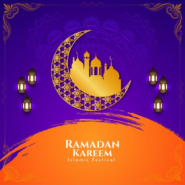 Религиозный Рамадан Карим Исламский фестиваль мечети фон вектор