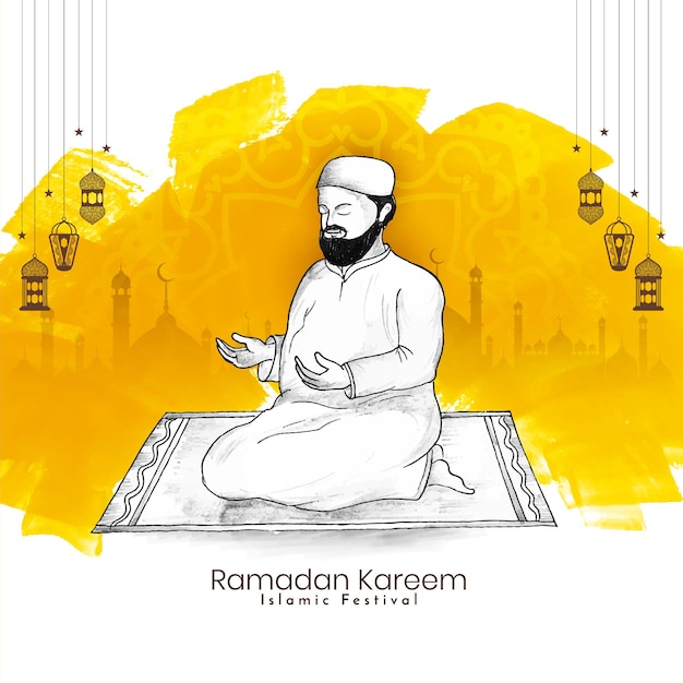Vettore gratuito priorità bassa religiosa di preghiera di festival islamico di ramadan kareem