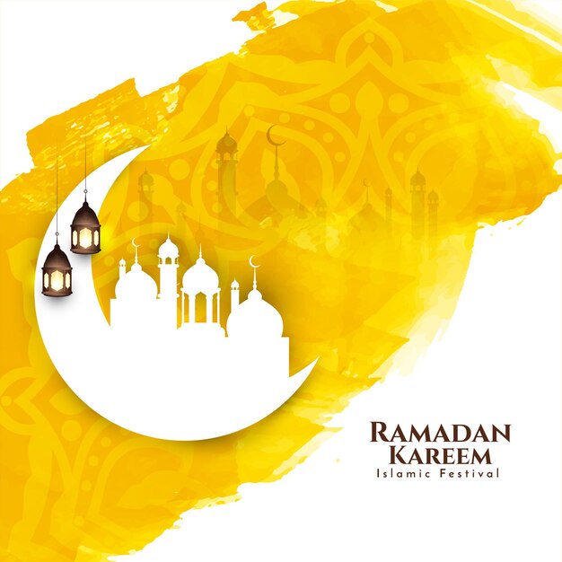 Религиозный Рамадан Карим традиционный исламский фестиваль мечети фон вектор