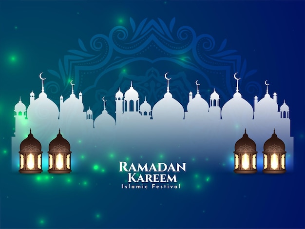 Religious Ramadan Kareem traditional Islamic festival mosque background vector