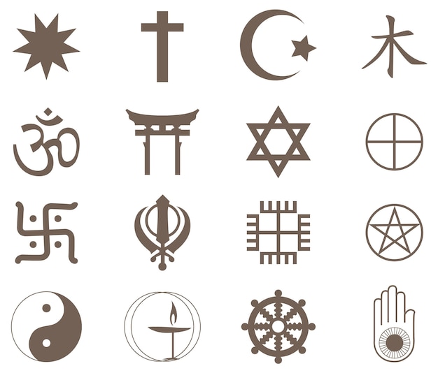 Бесплатное векторное изображение Изолированный набор религиозных символов