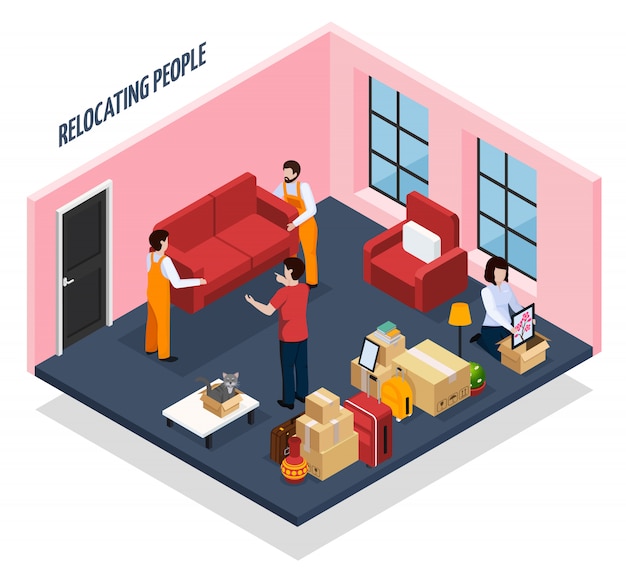 Relocating people isometric