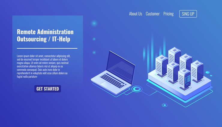 Free Vector remote administration service, outsourcing concept, it help, server room rack