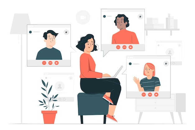 Free vector remote team concept illustration