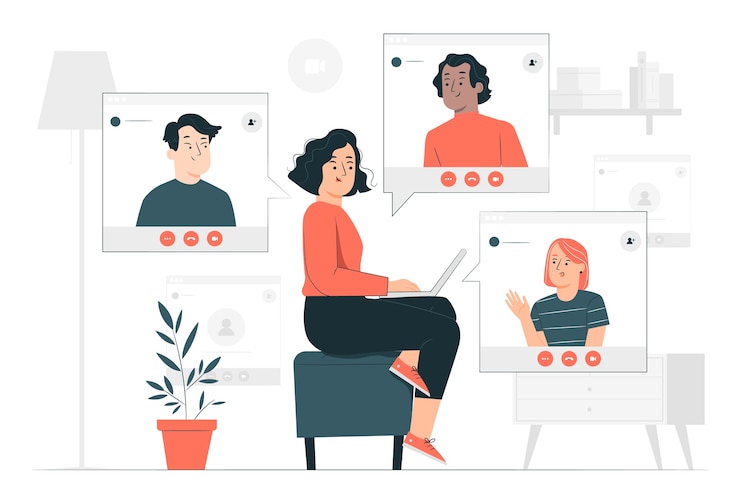 मुफ़्त वेक्टर remote team concept illustration
