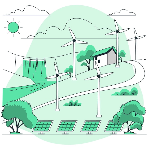 Free vector renewable energy concept illustration