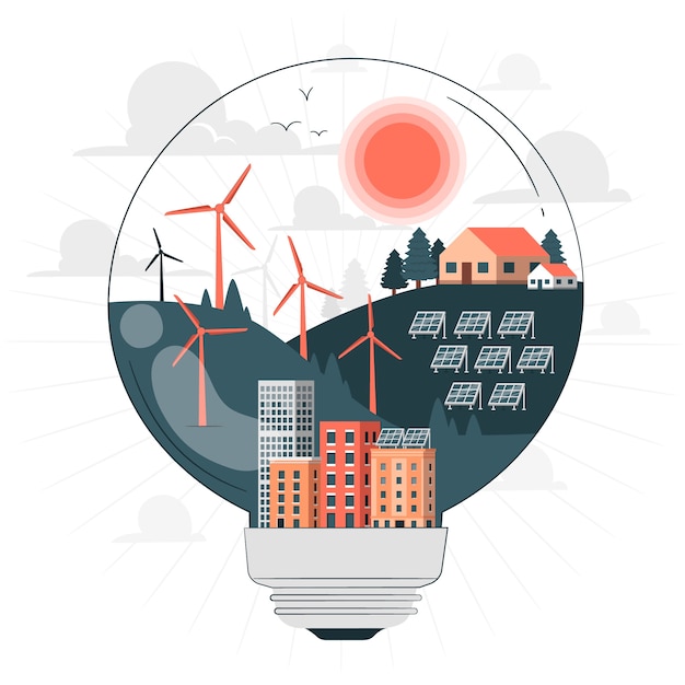Бесплатное векторное изображение Иллюстрация концепции возобновляемых источников энергии
