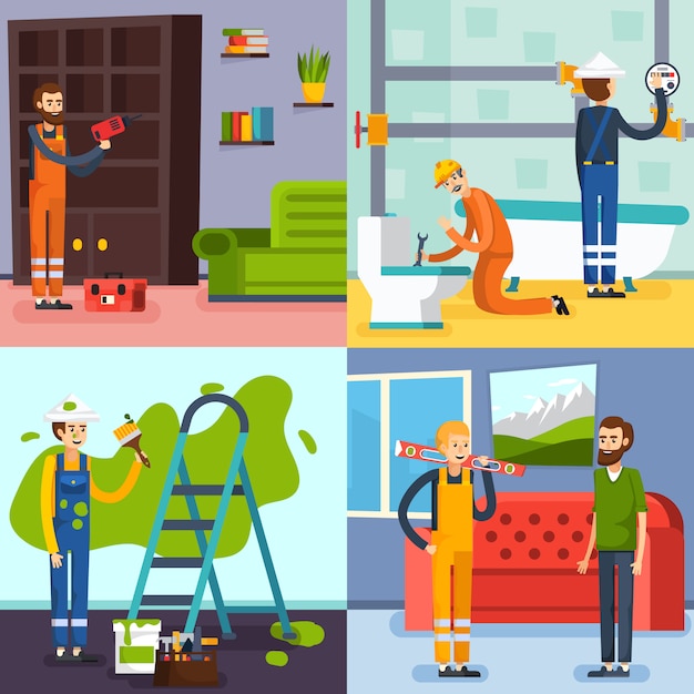 renovation concept flat icons 