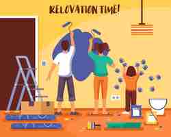 Free vector renovation time flat vector illustration