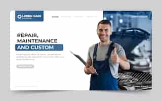 Free vector repair and maintenance landing page template