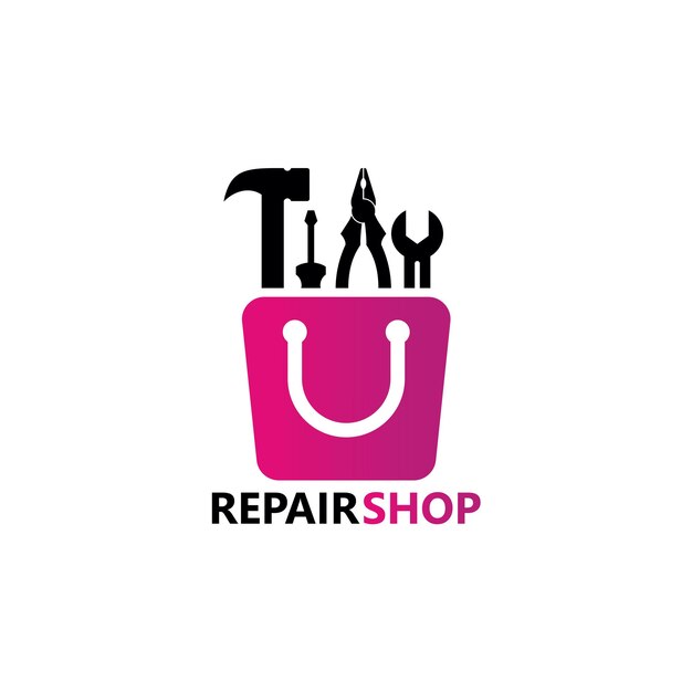 Repair shop logo template design vector, emblem, design concept, creative symbol, icon