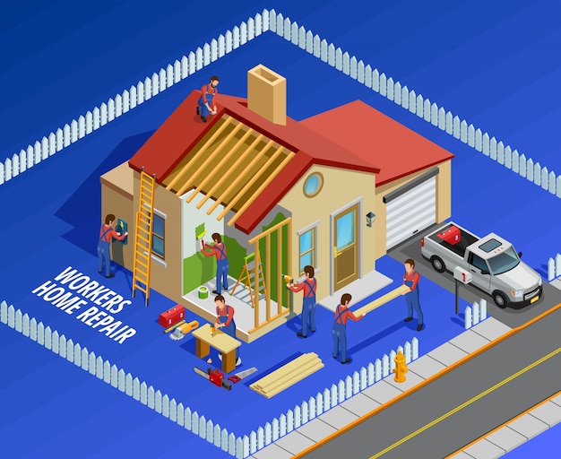 Repair works isometric template