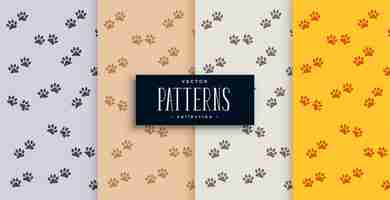 Free vector repeated dog or cat paw print pattern set