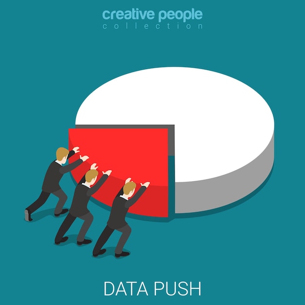 Free vector report data push flat isometric