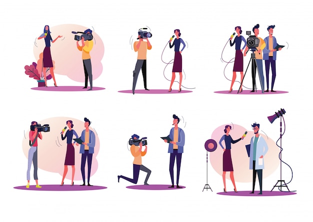 Free vector reporters illustration set