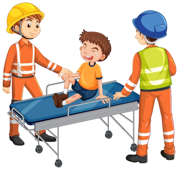 Free vector rescue using emergency bed on white background