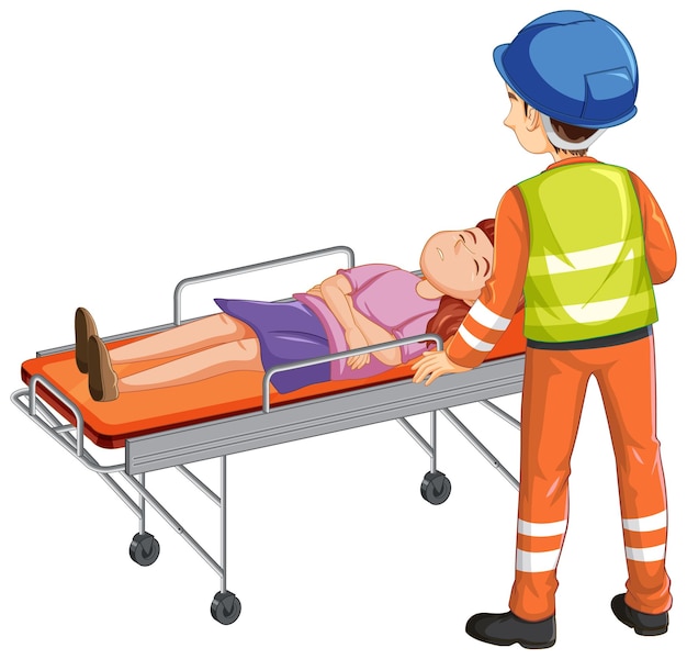 Free vector rescue using emergency bed on white background