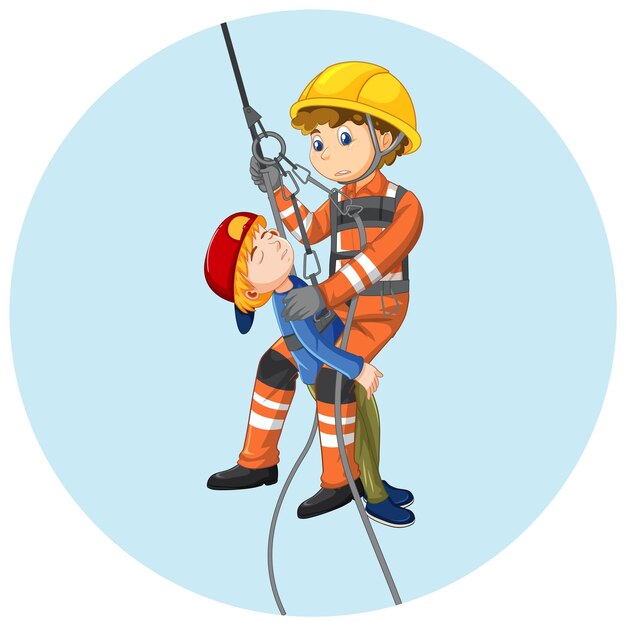 Rescue using sling with boy in circle template