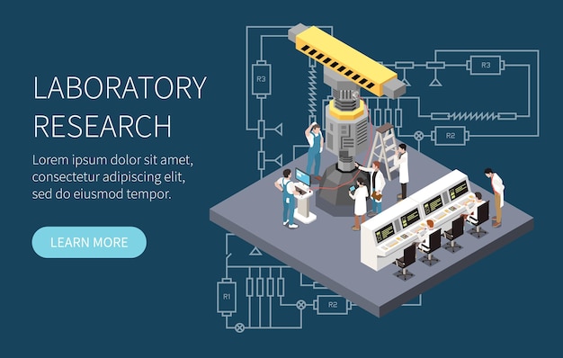 Free vector research development isometric concept with engineers in tech lab vector illustration