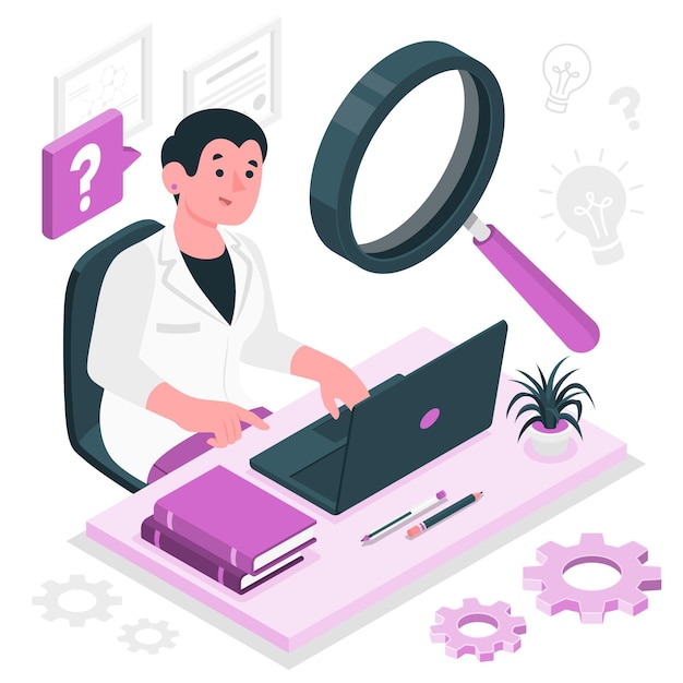 researching concept illustration