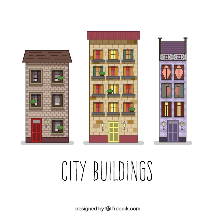 Free Vector residential city buildings