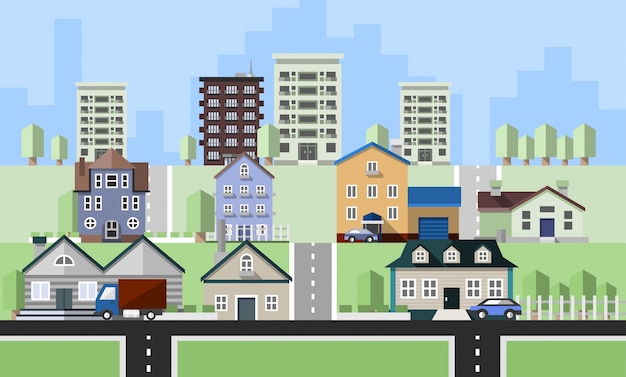 Free vector residential house buildings