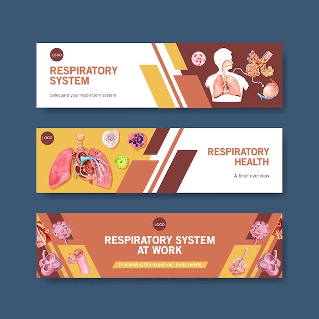 Respiratory banner design with human anatomy of lung