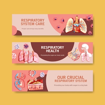 Respiratory banner design with human anatomy of lung