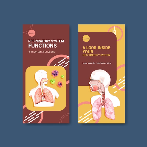 Respiratory flyer design with human anatomy of lung and healthy care