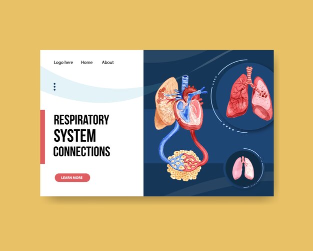 Respiratory system design for website template with Human Anatomy of Lung