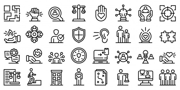 Premium Vector Responsibility Icons Set Outline Style
