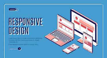 Free vector responsive design landing page construction banner