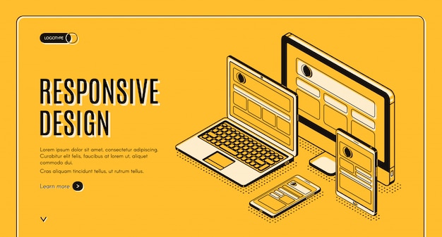 Responsive design landing page, page construction