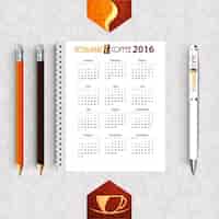 Free vector restaurant 2016 calendar