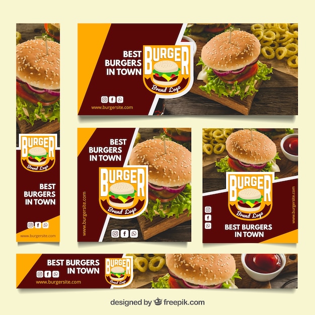 Free vector restaurant banners collection with photo