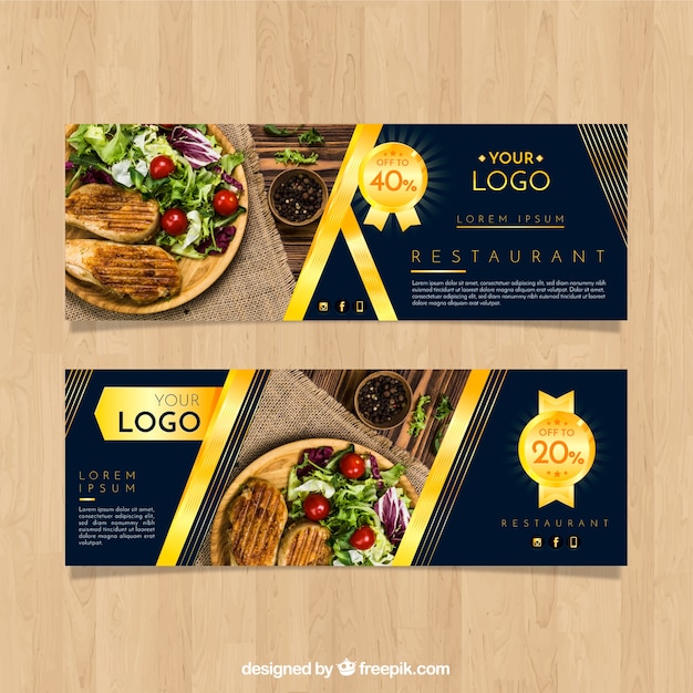 Restaurant banners with food photography