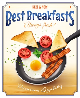 Restaurant breakfast advertisement retro poster