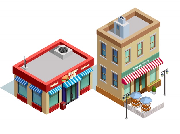 Free vector restaurant buildings composition