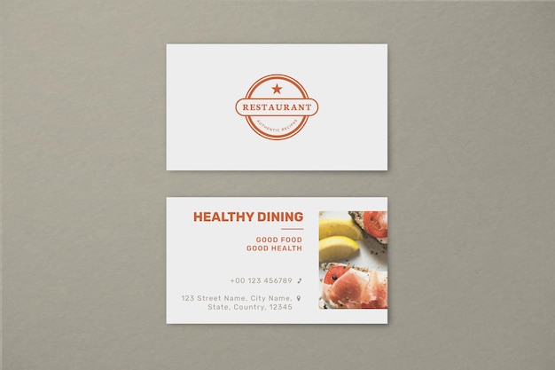 Free vector restaurant business card template vector in front and rear view