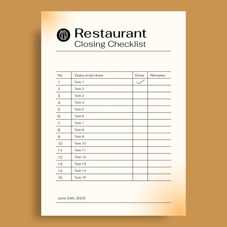 Free Vector restaurant checklist template design