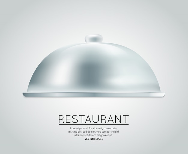 Restaurant cloche food tray to serve dish meal restaurant menu design template layout vector illustration