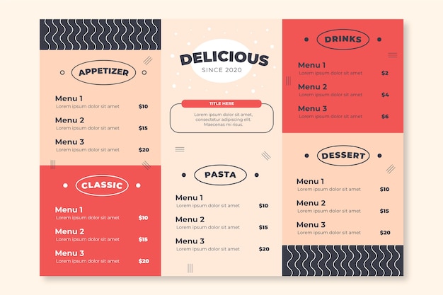 Restaurant colorful menu template