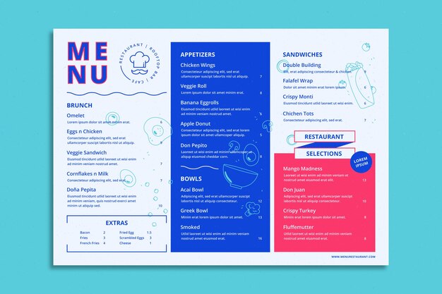 Restaurant colorful menu template