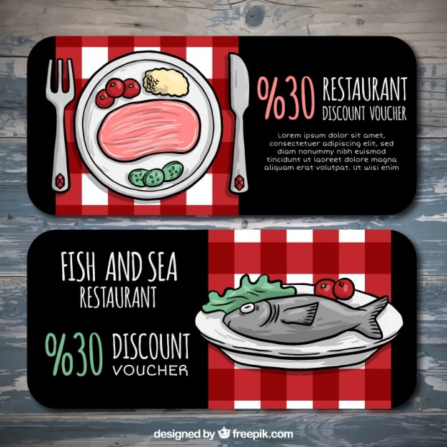 Бесплатное векторное изображение Ресторан купоны на скидку