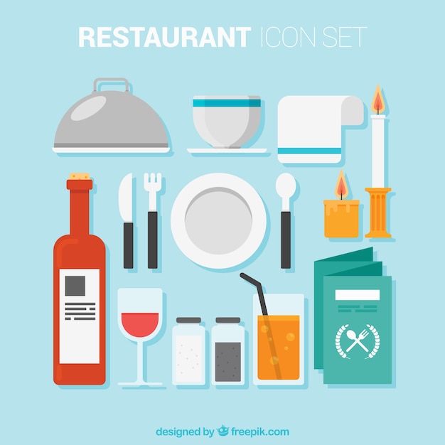 Free vector restaurant elements in flat style