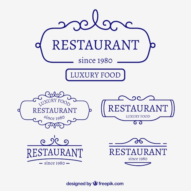 Ristorante piatto logo set